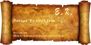 Benya Krisztina névjegykártya